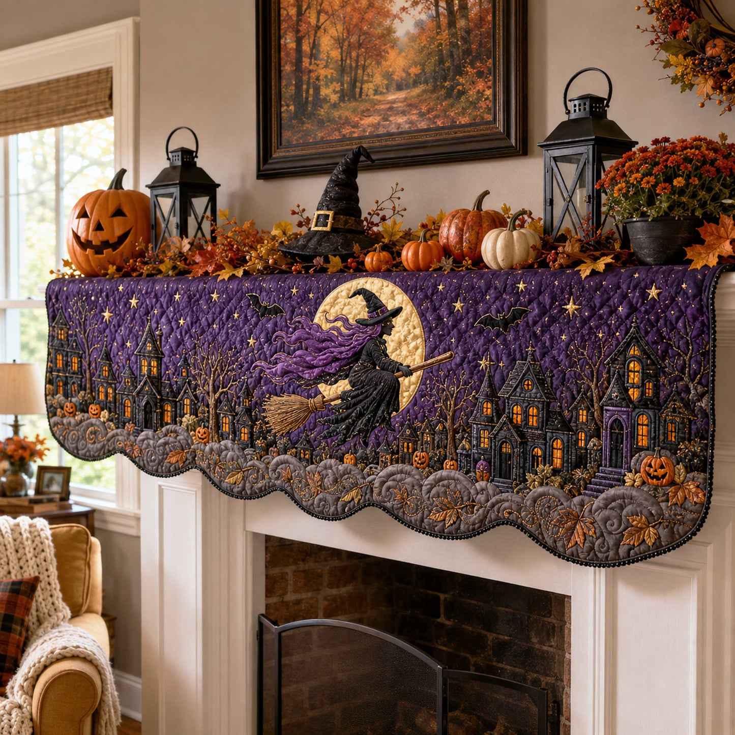 Halloween Night Quilted Mantel Scarf SN0TD220