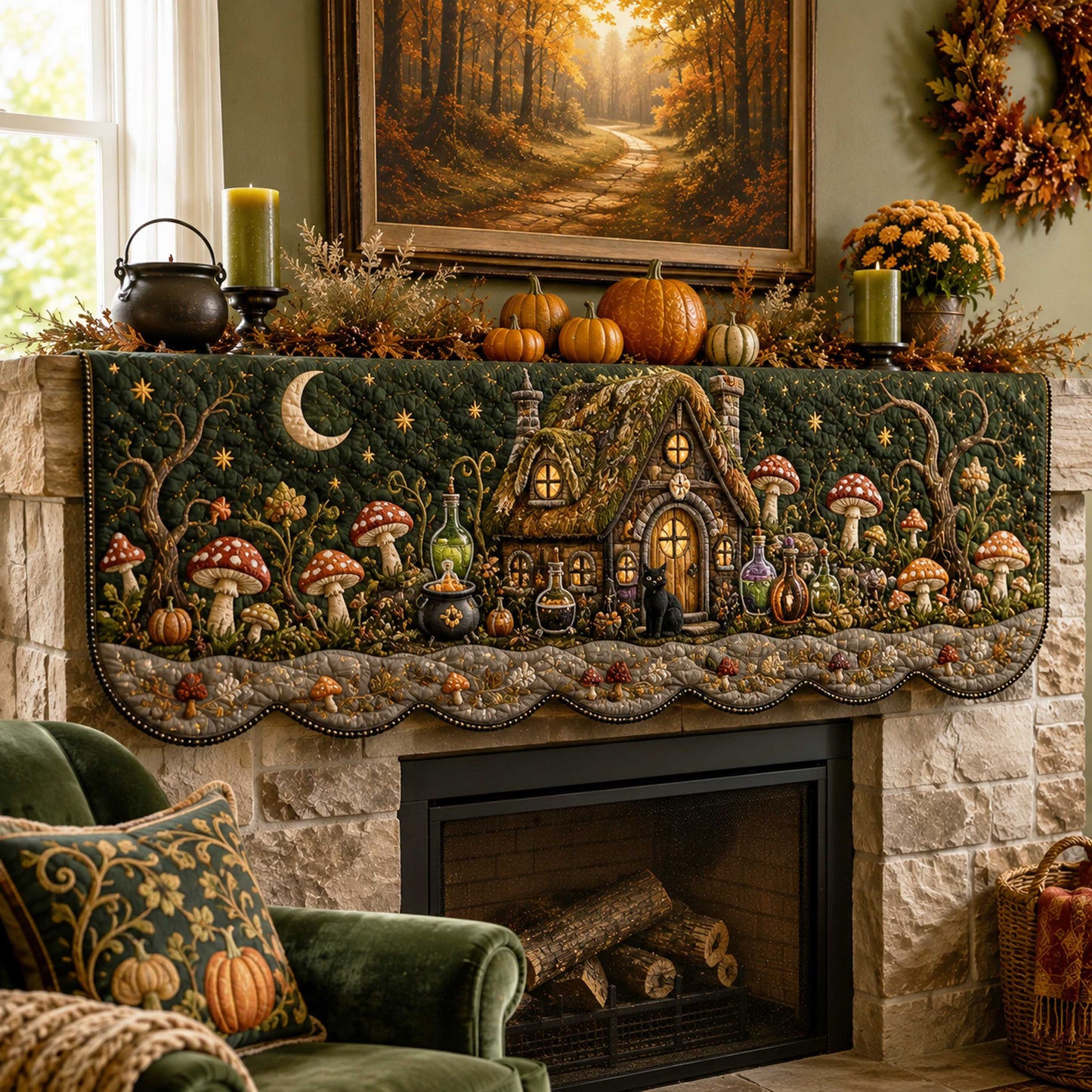 Halloween Spirit Quilted Mantel Scarf SN0TD221