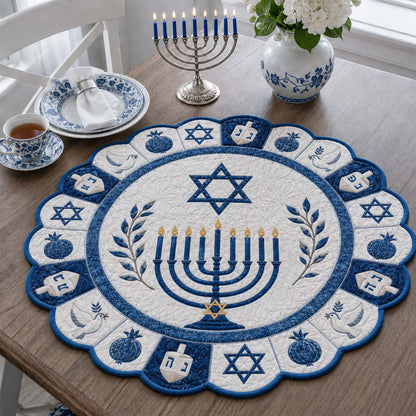 Hanukkah Peace Dove Custom Shape Quilted Table Topper SN0HH0186