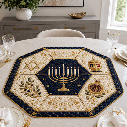 Hanukkah Blessings Custom Shape Quilted Table Topper SN0TD276