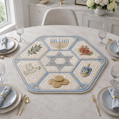 Hanukkah Celebration Custom Shape Quilted Table Topper SN0TD277