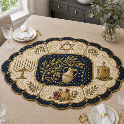 Hanukkah Harmony Custom Shape Quilted Table Topper SN0TD283