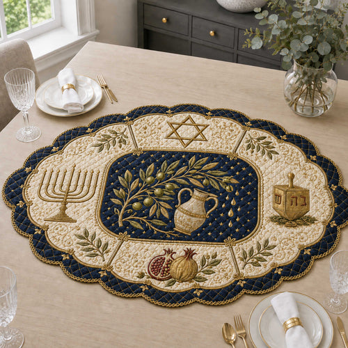 Hanukkah Harmony Custom Shape Quilted Table Topper SN0TD283