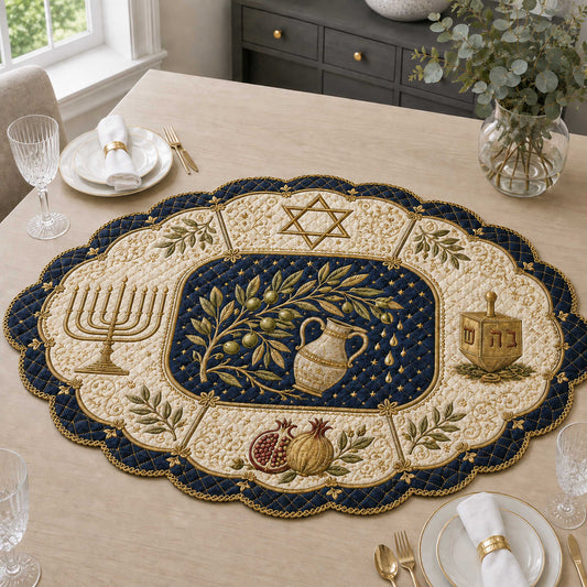 Hanukkah Harmony Custom Shape Quilted Table Topper SN0TD283