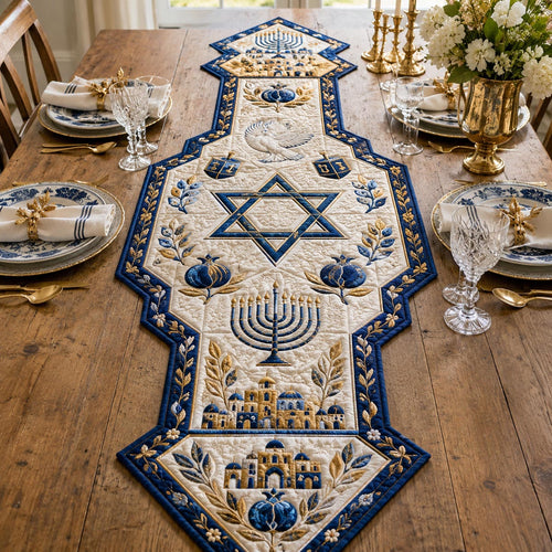 Hanukkah Heritage Custom Shape Quilted Table Runner SN0DV380