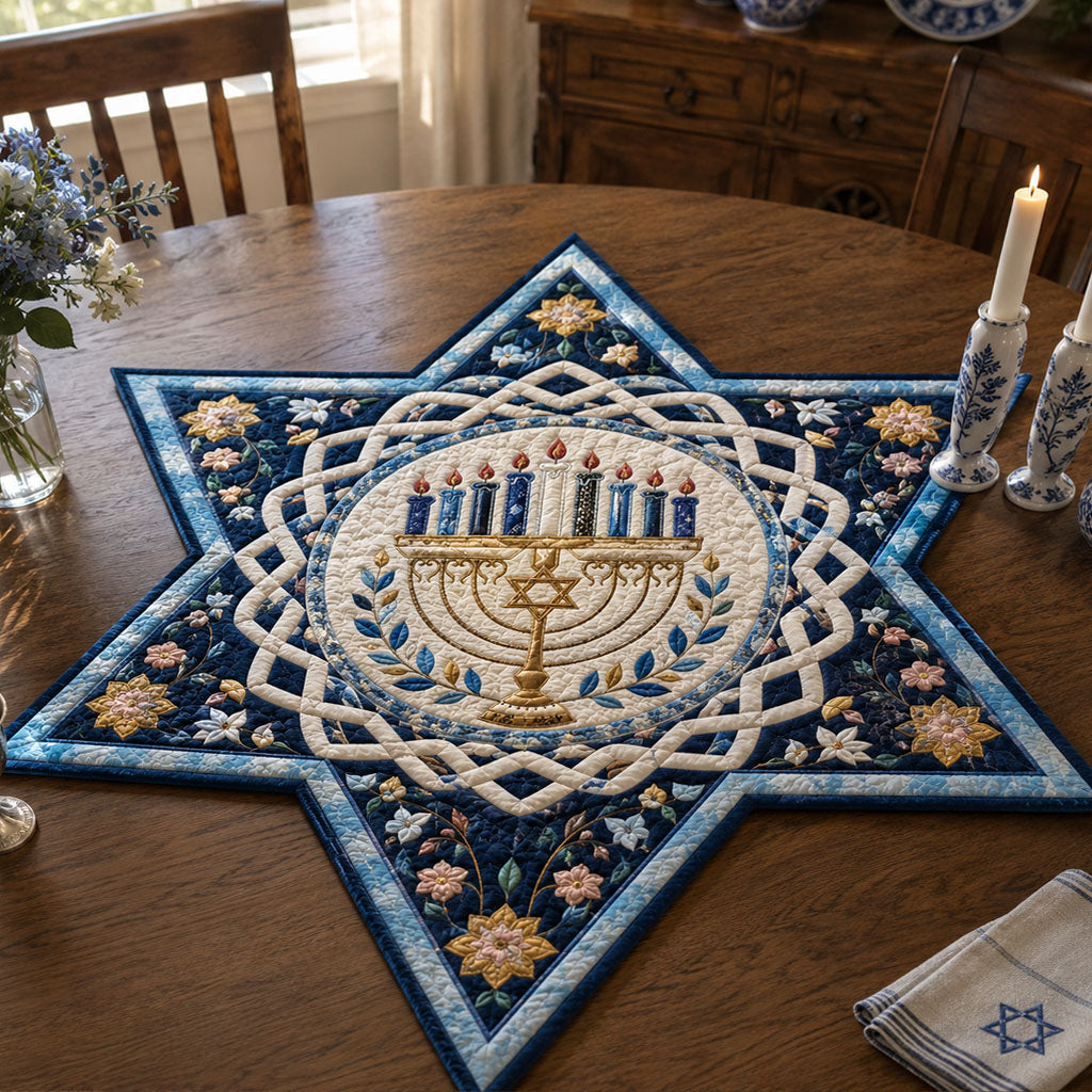 Hanukkah Heritage Custom Shape Quilted Table Topper SN0PT786