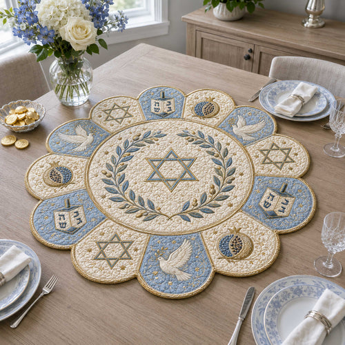 Hanukkah Heritage Custom Shape Quilted Table Topper SN0TD284