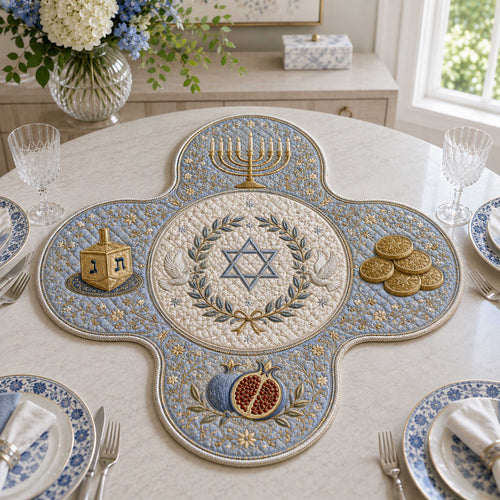 Hanukkah Joy Custom Shape Quilted Table Topper SN0TD280
