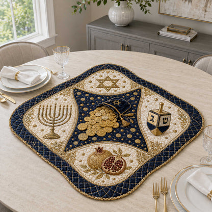 Hanukkah Lights Custom Shape Quilted Table Topper SN0TD279