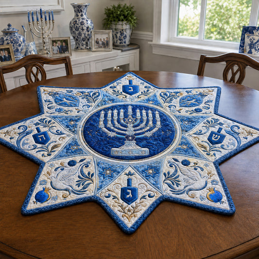 Hanukkah Memories Custom Shape Quilted Table Topper SN0PT789