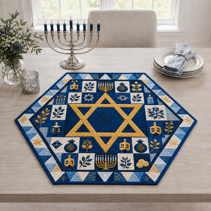 Hanukkah Star Harmony Custom Shape Quilted Table Topper SN0HH0166