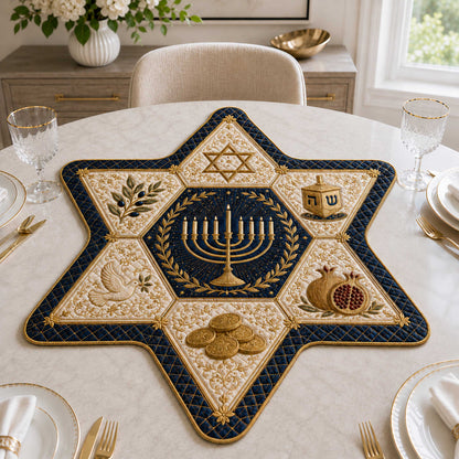 Hanukkah Traditions Custom Shape Quilted Table Topper SN0TD278
