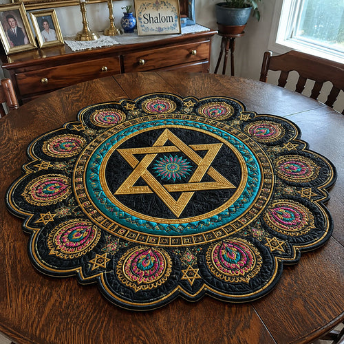 Hanukkah in Bloom Custom Shape Quilted Table Topper SN0PT787