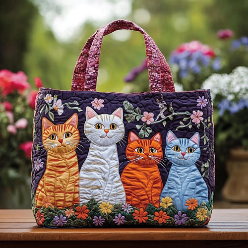 Happy Cat Quilted Tote Bag NCU0DK9706