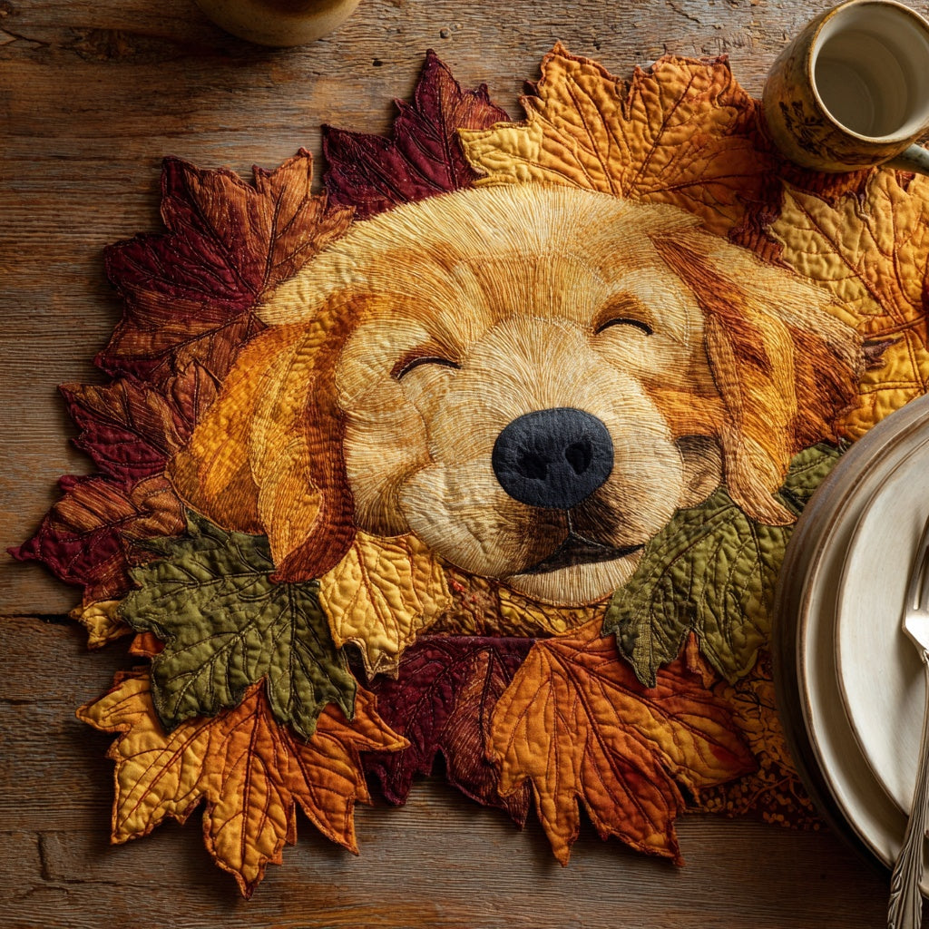 Happy Retriever Custom Shape Quilted Placemat NCU0LV117