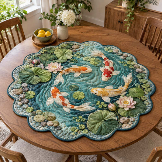 Harmonious Koi Custom Shape Quilted Table Topper SN0HH0652