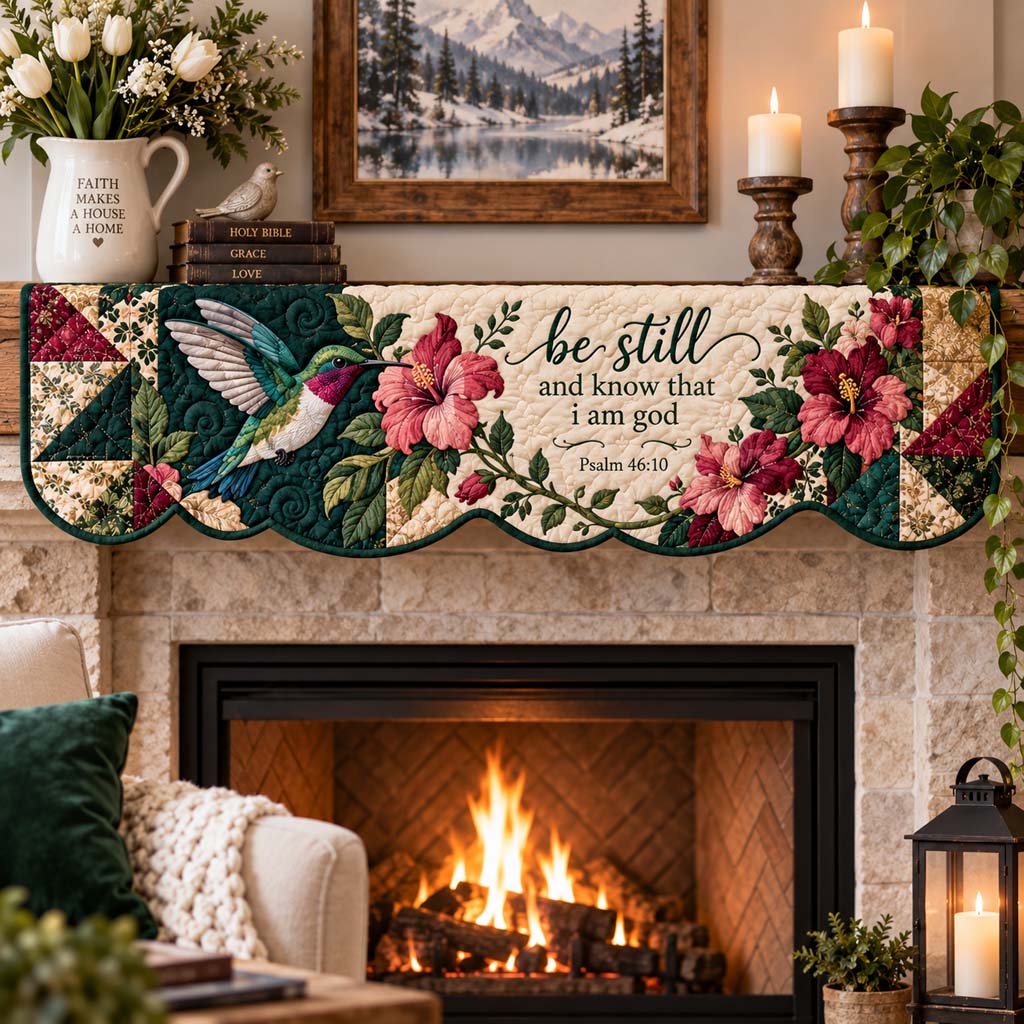 Harmony Hummingbird Quilted Mantel Scarf SN0HH0641