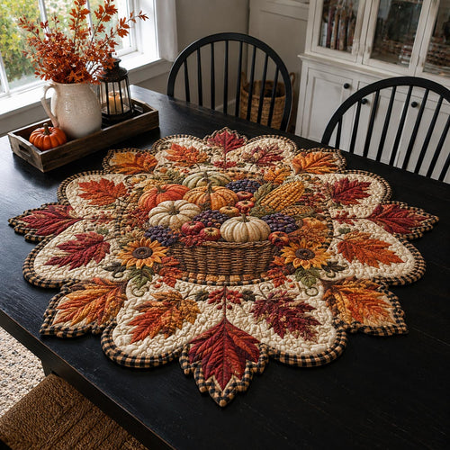 Harvest Basket Bloom Custom Shape Quilted Table Topper SN0DV252