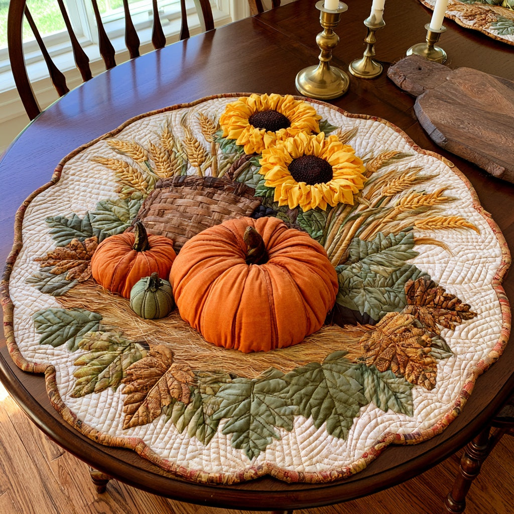 Harvest Basket Custom Shape Quilted Table Topper NCU0LV203