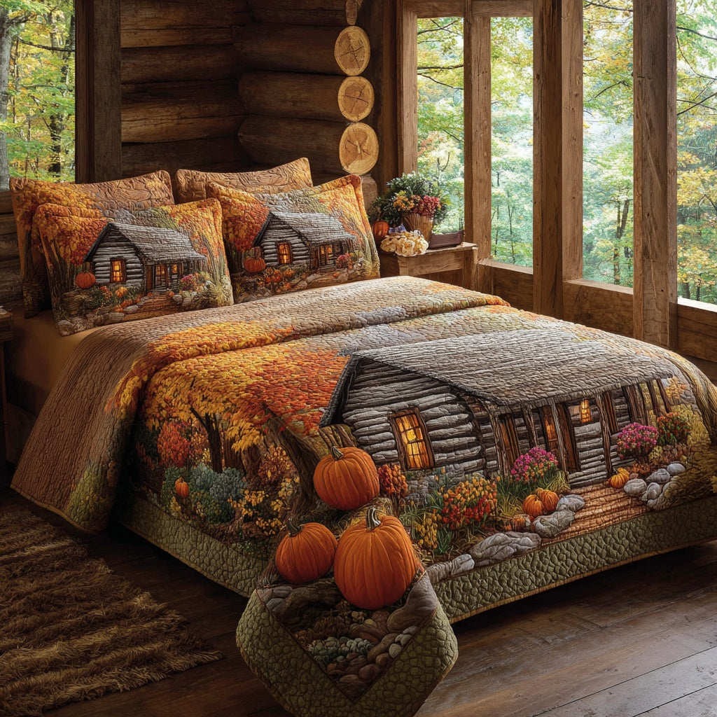 Harvest Cabin 3-Piece Quilted Bedding Set NCU0LV133
