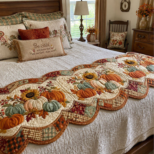 Harvest Gathering Custom Shape Quilted Bed Runner SN0PT520