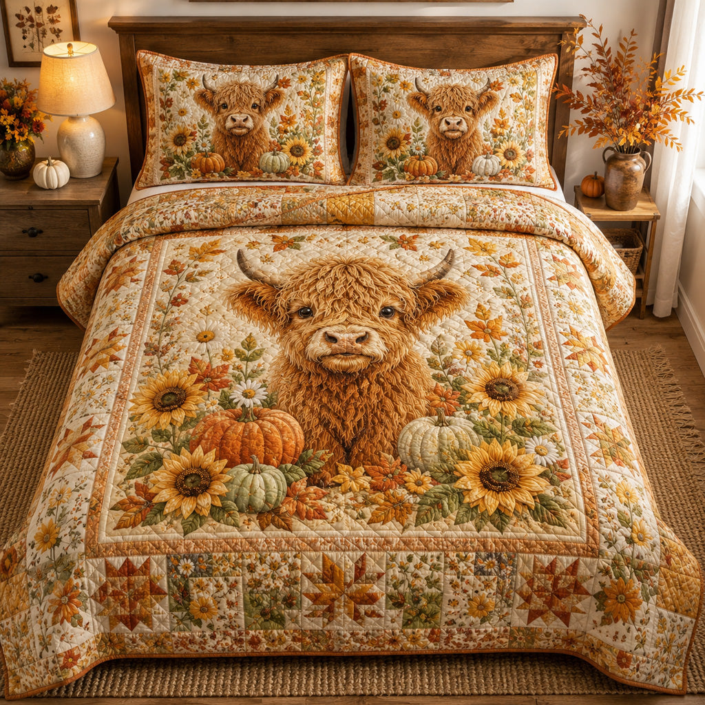 Harvest Highland Calf Quilted Bedding Set SN0HH0016