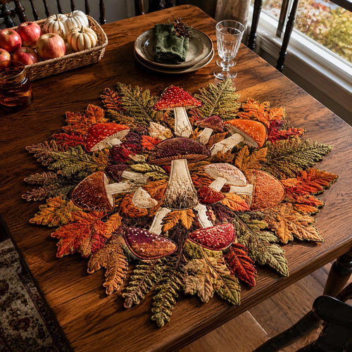 Harvest Mushroom Cluster Custom Shape Quilted Table Topper SN0DV208