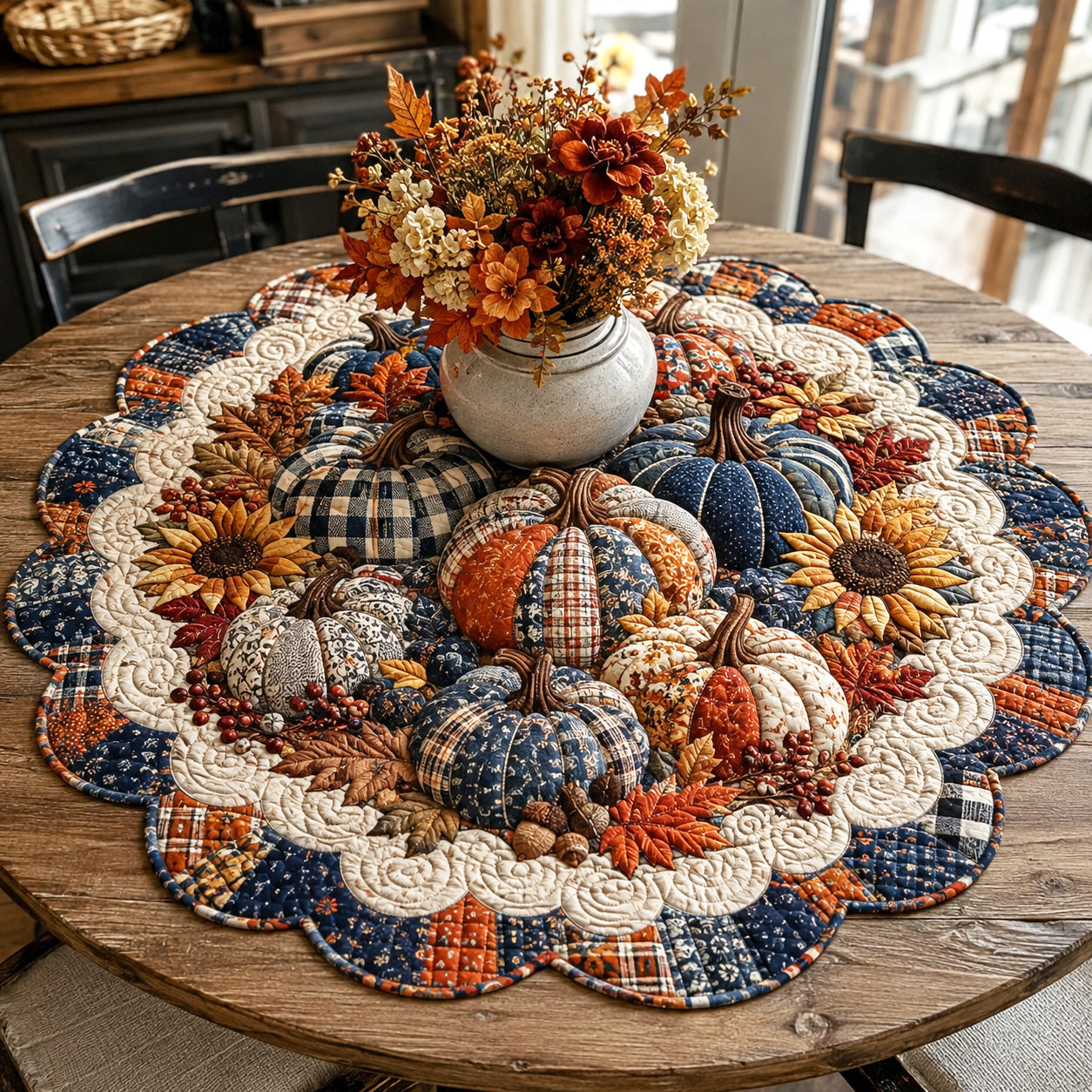 Harvest Patch Custom Shape Quilted Table Topper SN0TV079