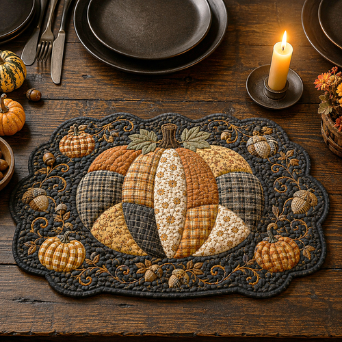 Harvest Pumpkin Custom Shape Quilted Placemat SN0TD068