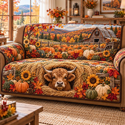 Harvest Pumpkin Farm Quilted Sofa Cover SN0TD1333