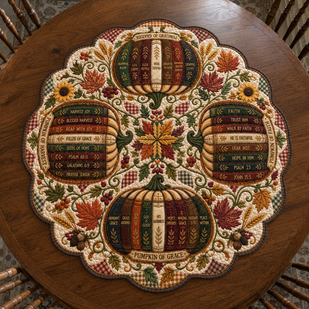 Harvest Scriptures Custom Shape Quilted Table Topper SN0PT496