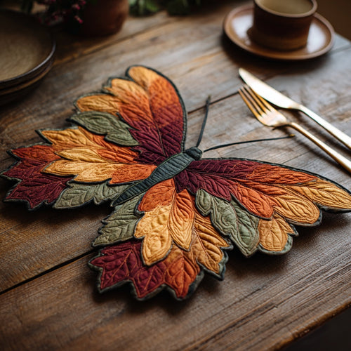 Golden Butterfly Migration Custom Shape Quilted Placemat NCU0LV019