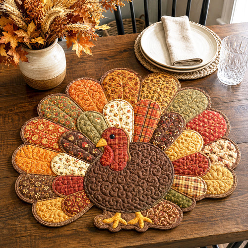 Harvest Turkey Custom Shape Quilted Placemat SN0TV032