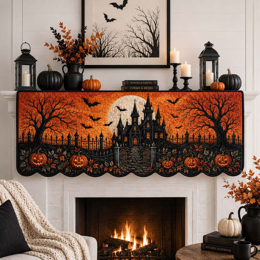 Haunted Cemetery Gates Quilted Mantel Scarf SN0HH0213