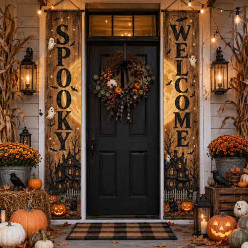 Haunted Crimson Moon Welcome Door Banner SN0PT308