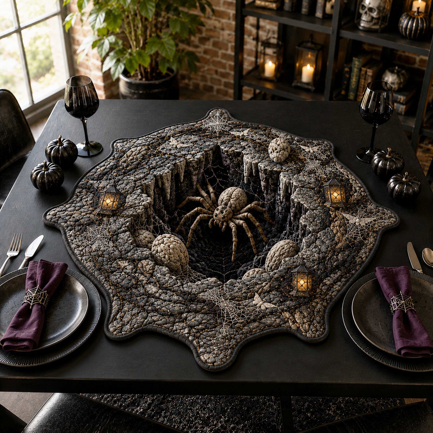 Haunted Depths Custom Shape Quilted Table Topper SN0TD328