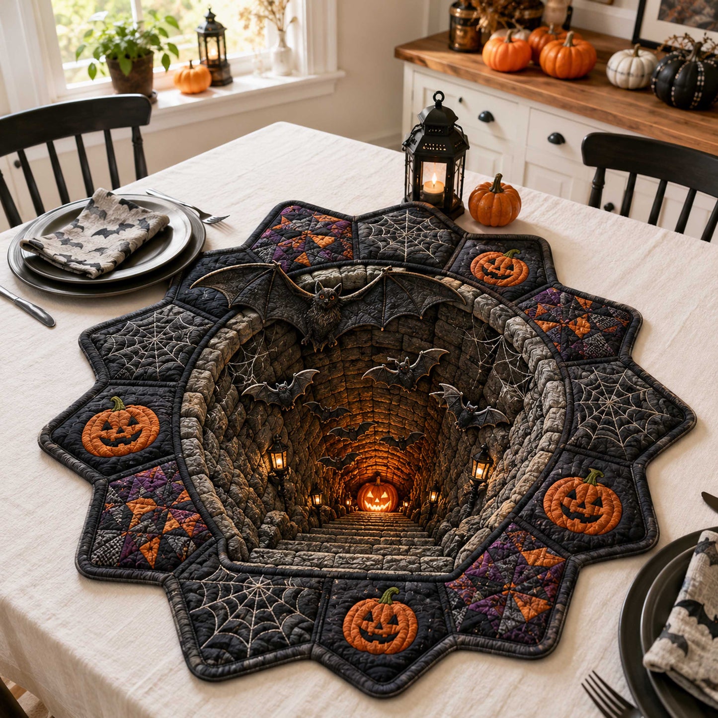 Haunted Manor Custom Shape Quilted Table Topper SN0TD305