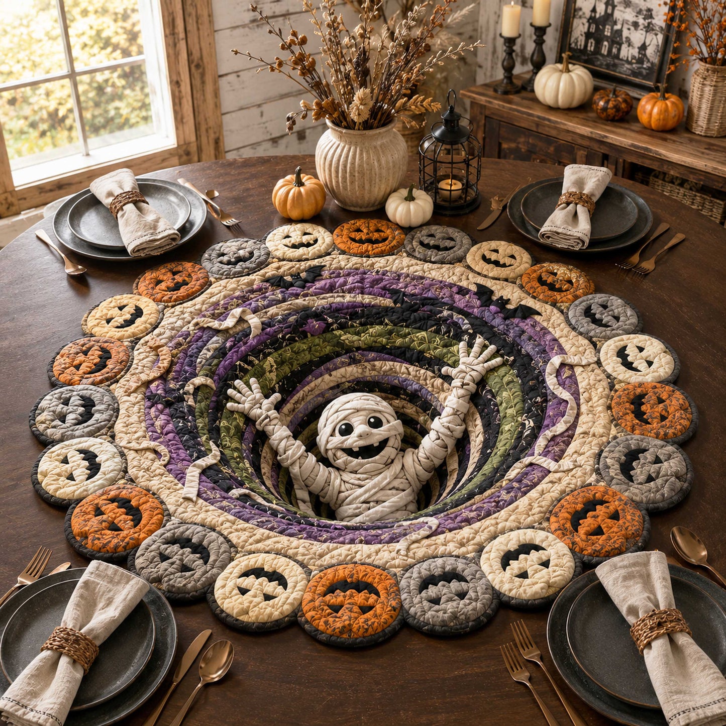 Haunted Portal Custom Shape Quilted Table Topper SN0TD295