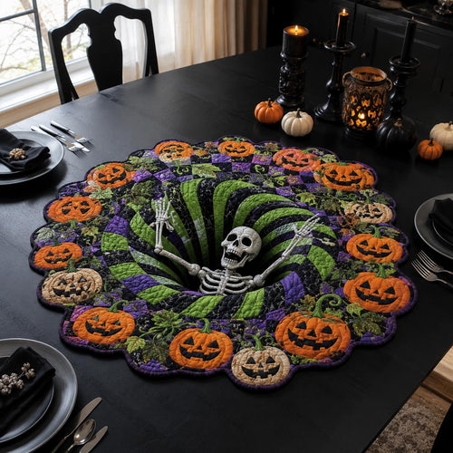 Haunted Skeleton Vortex Custom Shape Quilted Table Topper SN0DV368