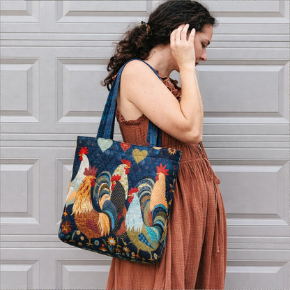 Heart of the Coop Quilted Zipper Tote Bag SN0PT023