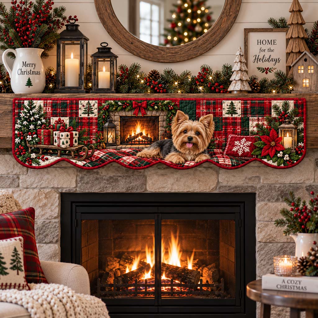 Hearth Yorkie Quilted Mantel Scarf SN0HH0662