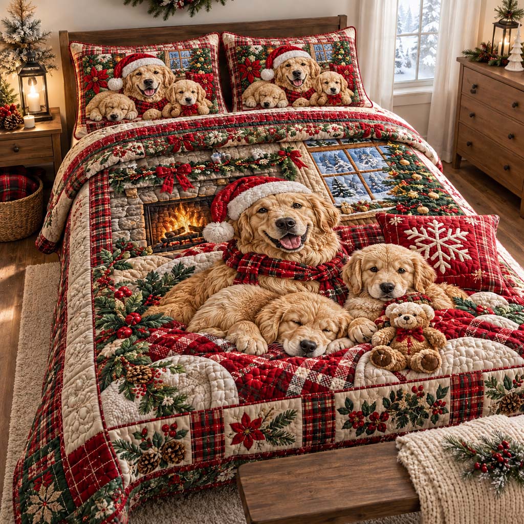 Hearthside Golden Family Quilted Bedding Set SN0HH0433