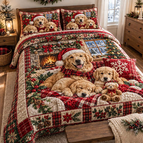 Hearthside Golden Family Quilted Bedding Set SN0HH0433