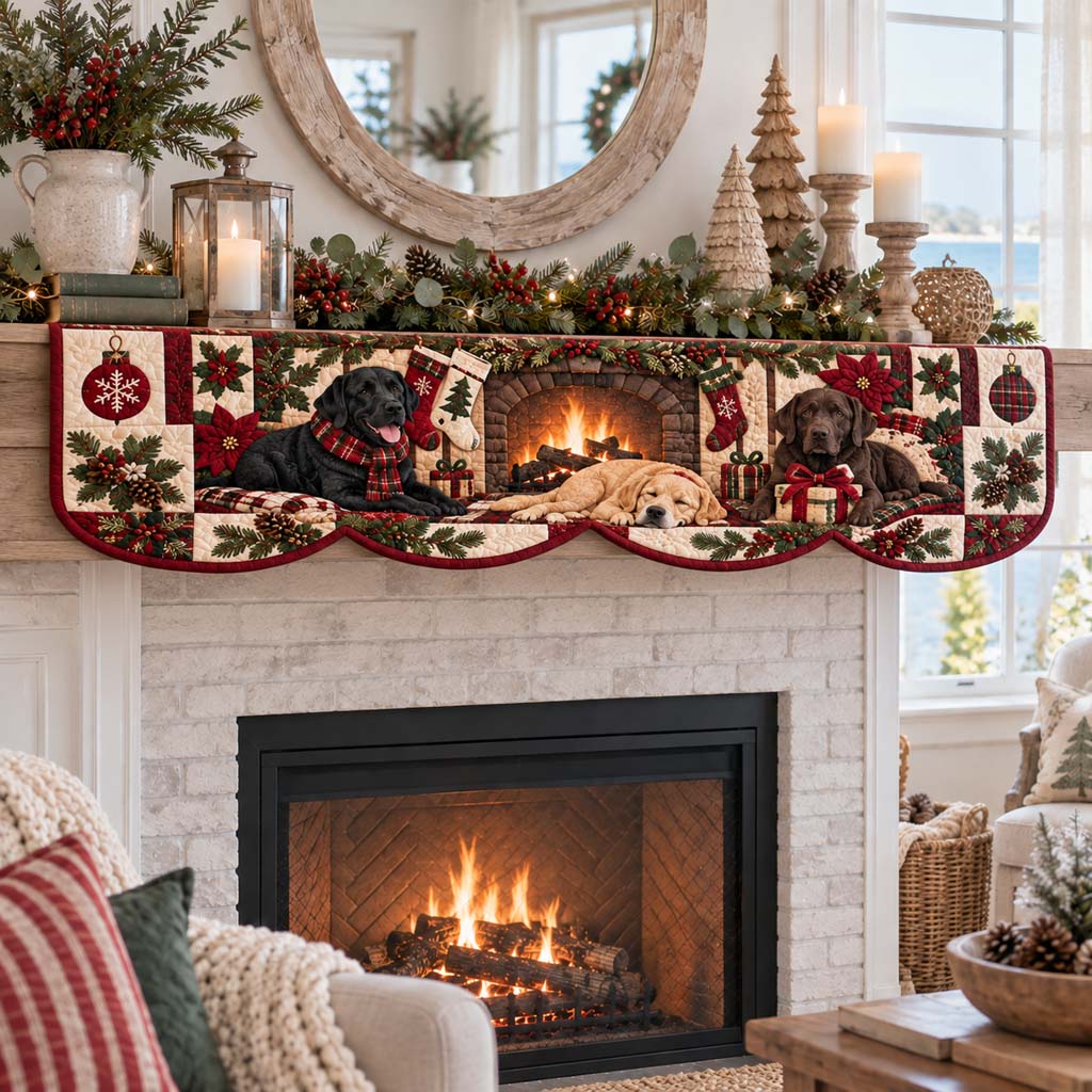 Hearthside Labrador Trio Quilted Mantel Scarf SN0HH0464