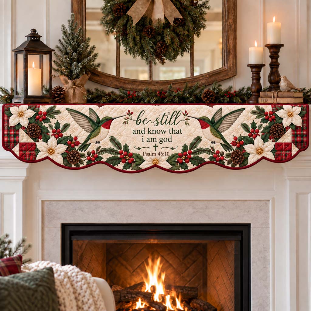 Heavenly Hummingbird Quilted Mantel Scarf SN0HH0642