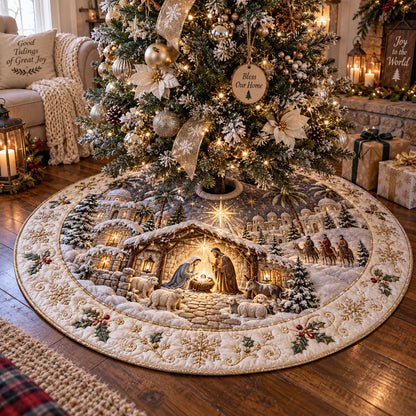 Heavenly Nativity Grace Christmas Quilted Tree Skirt SN0DV916