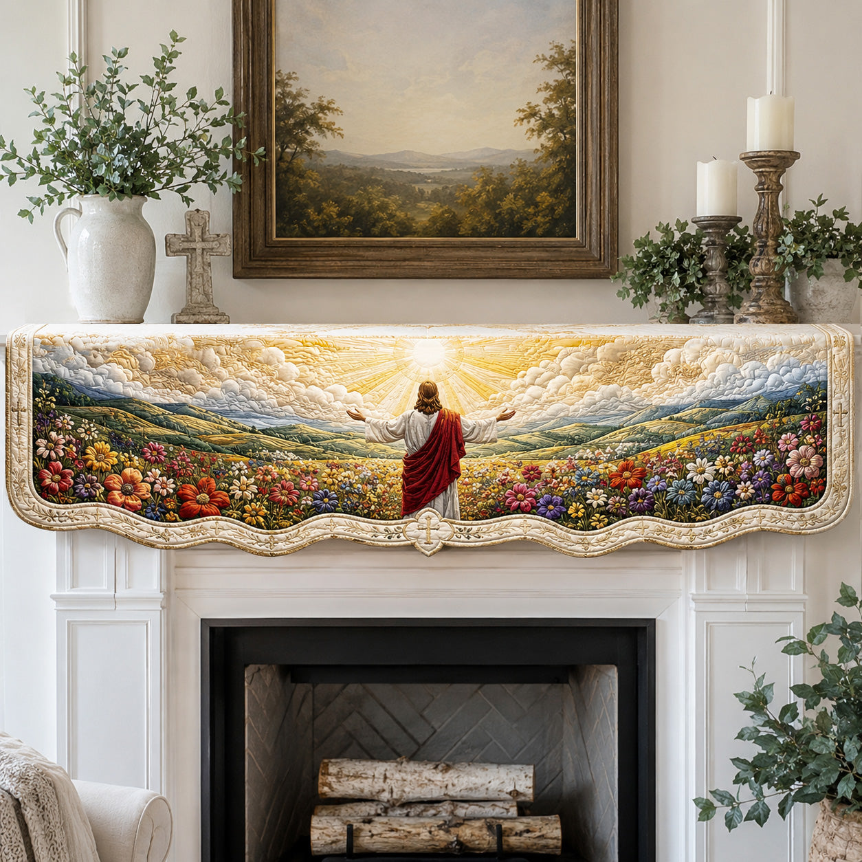 Heavenly Path Quilted Mantel Scarf SN0TV238