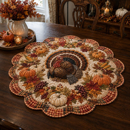 Heirloom Turkey Harvest Custom Shape Quilted Table Topper SN0DV255