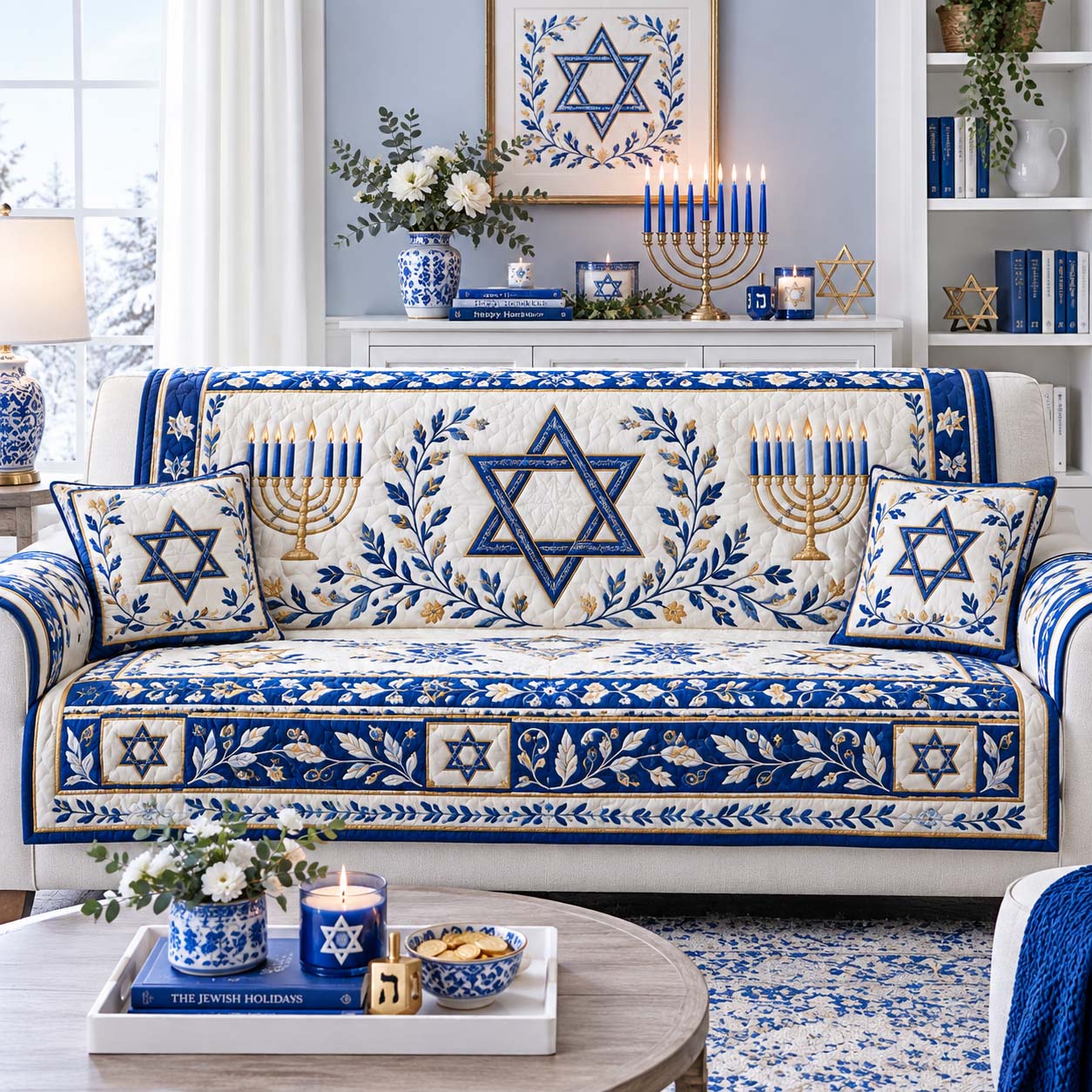 Heritage Menorah Splendor Quilted Sofa Cover SN0HH0204
