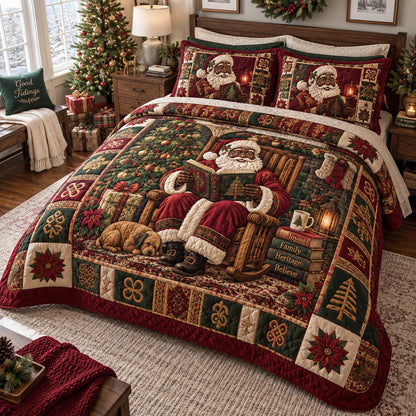 Heritage Santa Christmas 3-Piece Quilted Bedding Set SN0DV689